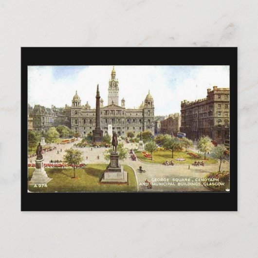 Oud Briefkaart, Glasgow, George Square Briefkaart (Voorkant)