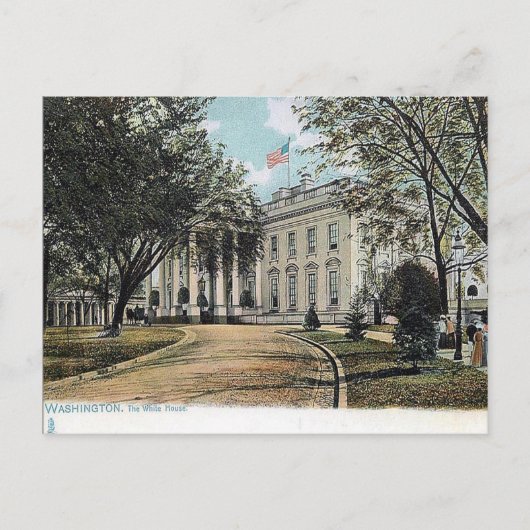 Oud Briefkaart - het Witte Huis, Washington, DC (Voorkant)