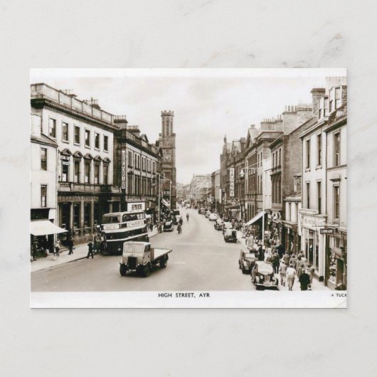 Oud Briefkaart - High St, Ayr, Schotland (Voorkant)