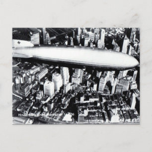 Oud Briefkaart - Hindenburg boven Manhattan 1936