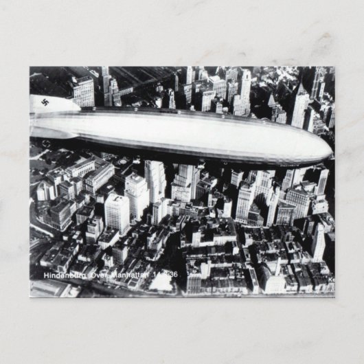 Oud Briefkaart - Hindenburg boven Manhattan 1936 (Voorkant)