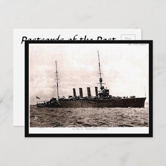 Oud Briefkaart - HMS Birmingham (Voorkant / Achterkant)