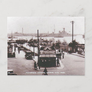 Oud Briefkaart - HMS Hood, Portsmouth Harbour