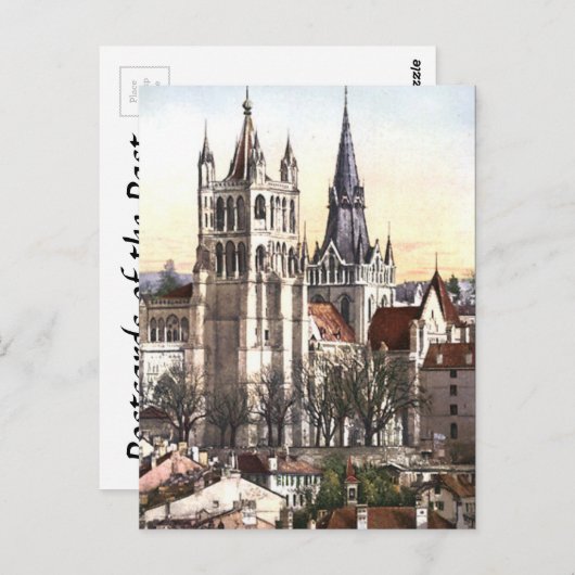 Oud Briefkaart - kathedraal, Lausanne, Zwitserland (Voorkant / Achterkant)