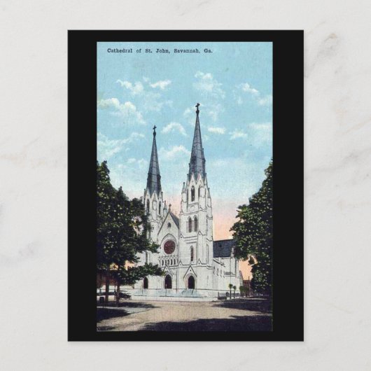 Oud Briefkaart, kathedraal, Savannah, Georgia, VS Briefkaart (Voorkant)