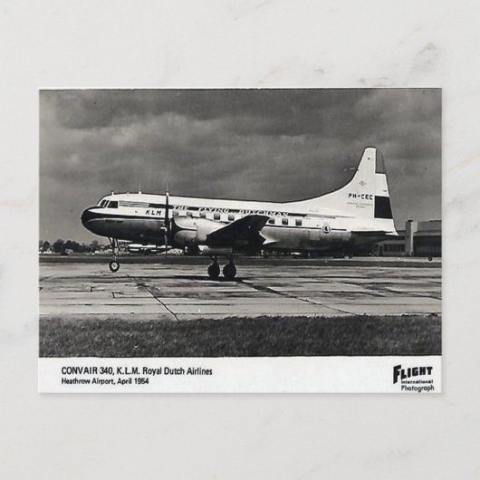 Oud Briefkaart - KLM Convair 340 (Voorkant)