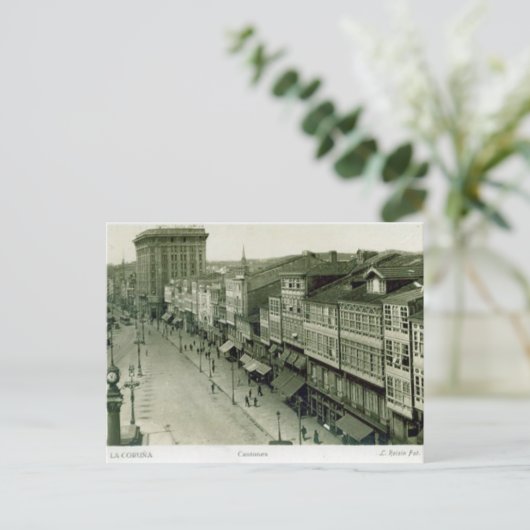 Oud Briefkaart - La Coruna, Spanje (Staand voorkant)