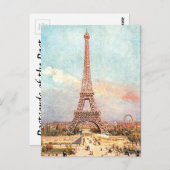 Oud Briefkaart - La Tour Eiffel, Parijs (Voorkant / Achterkant)