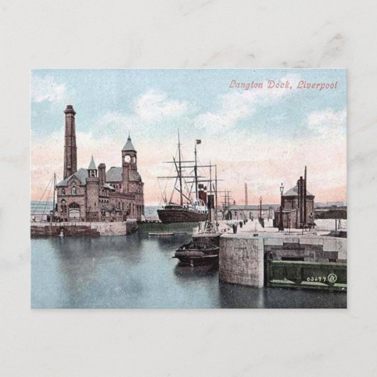 Oud Briefkaart - Langton Dock, Liverpool (Voorkant)