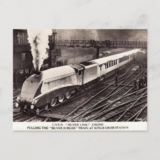 Oud Briefkaart - LNER "Silver Link" bij Kings Cros (Voorkant)