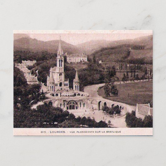 Oud Briefkaart - Lourdes, La Basilique (Voorkant)