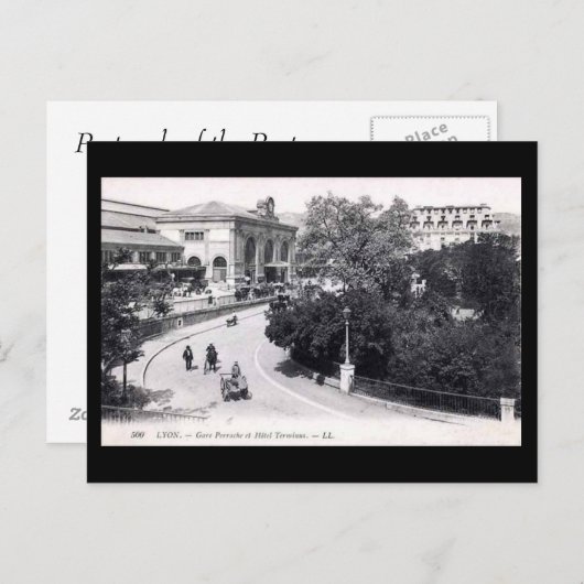 Oud Briefkaart - Lyon, Gare Perrache (Voorkant / Achterkant)