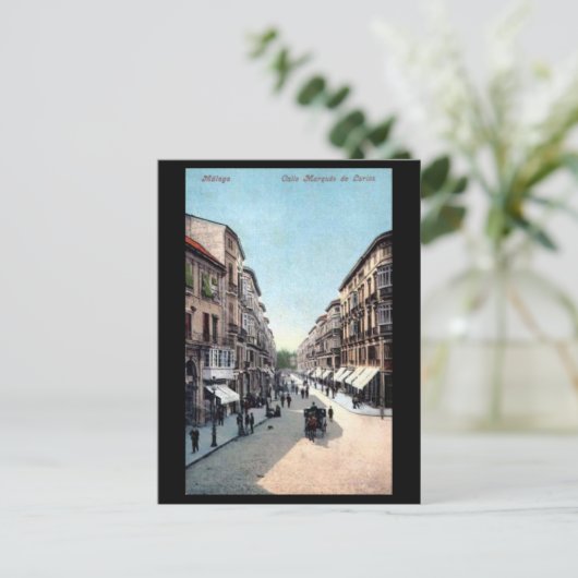 Oud Briefkaart - Malaga, Spanje. (Staand voorkant)