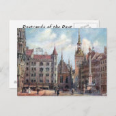 Oud Briefkaart - Marienplatz, München. (Voorkant / Achterkant)