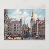 Oud Briefkaart - Marienplatz, München. (Voorkant)