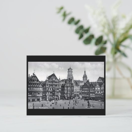 Oud Briefkaart - Marktplatz, Stuttgart (Staand voorkant)