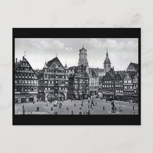 Oud Briefkaart - Marktplatz, Stuttgart (Voorkant)