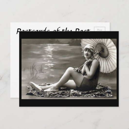 Oud Briefkaart - Meisje bij de rivier (Voorkant / Achterkant)