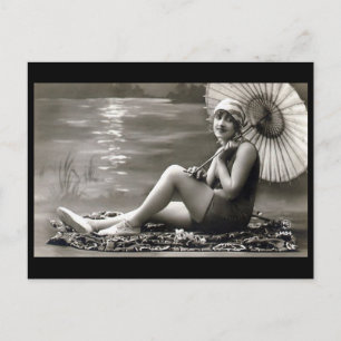 Oud Briefkaart - Meisje bij de rivier