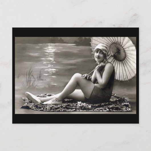 Oud Briefkaart - Meisje bij de rivier (Voorkant)