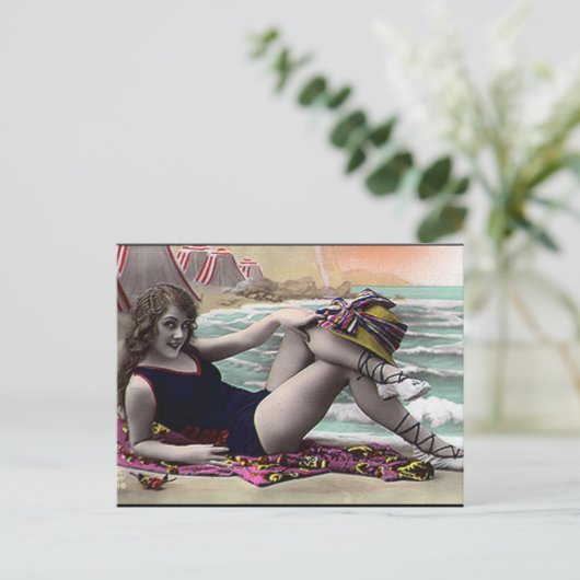 Oud Briefkaart - meisje van het Zee (Staand voorkant)