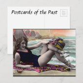 Oud Briefkaart - meisje van het Zee (Voorkant / Achterkant)