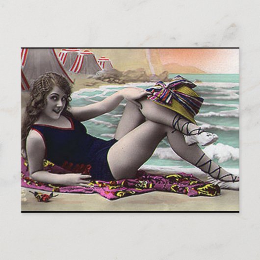 Oud Briefkaart - meisje van het Zee (Voorkant)