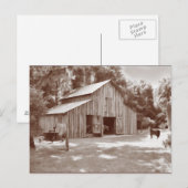 Oud Briefkaart met fashioned Barn in Sepia (Voorkant / Achterkant)