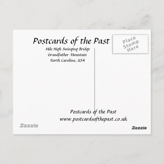Oud Briefkaart - Mile High Swinging Bridge, NC, VS (Achterkant)
