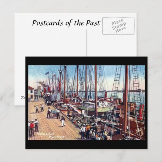 Oud Briefkaart - Mobiel, Alabama (Voorkant / Achterkant)