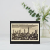 Oud Briefkaart, New York City Skyline Briefkaart (Staand voorkant)