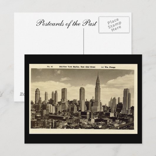 Oud Briefkaart, New York City Skyline Briefkaart (Voorkant / Achterkant)