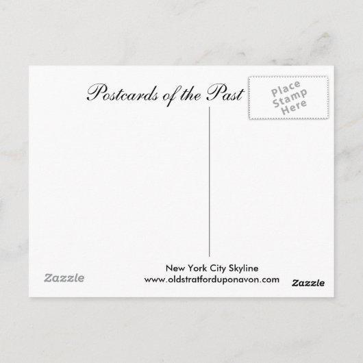 Oud Briefkaart, New York City Skyline Briefkaart (Achterkant)