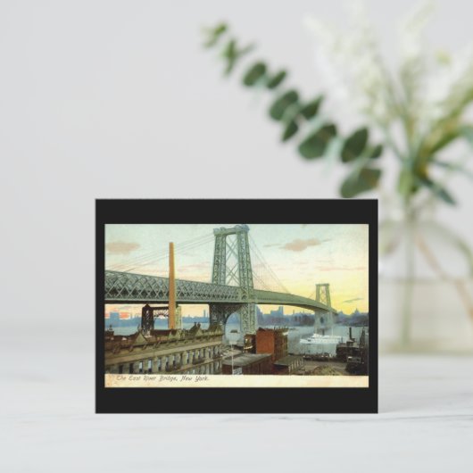 Oud Briefkaart, New York City, Williamsburg Bridge Briefkaart (Staand voorkant)