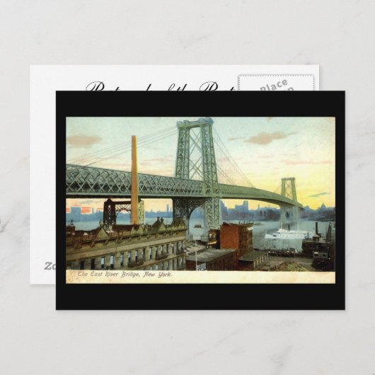 Oud Briefkaart, New York City, Williamsburg Bridge Briefkaart (Voorkant / Achterkant)