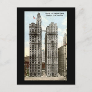 Oud Briefkaart, NYC, Trinity en United Realty Briefkaart