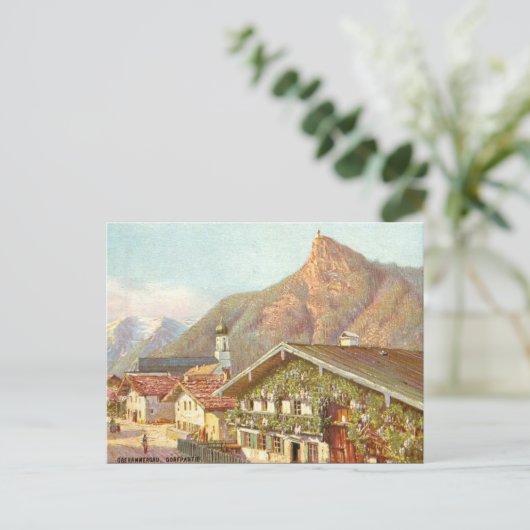 Oud Briefkaart - Oberammergau, Beieren, Duitsland (Staand voorkant)