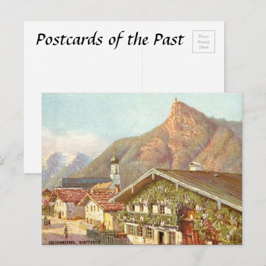 Oud Briefkaart - Oberammergau, Beieren, Duitsland (Voorkant / Achterkant)