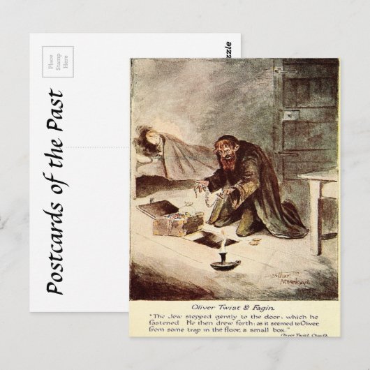 Oud Briefkaart - Oliver Twist en Fagin (Voorkant / Achterkant)