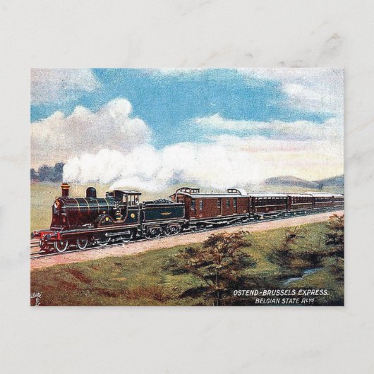 Oud Briefkaart - Ostend - Brussels Express Train (Voorkant)