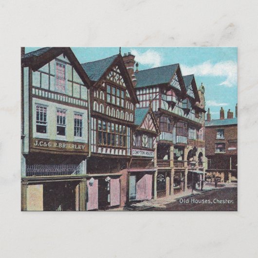 Oud Briefkaart - Oude huizen, Chester, Engeland (Voorkant)