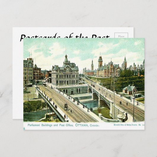 Oud Briefkaart - Parlement en post Kantoor, Ottawa (Voorkant / Achterkant)