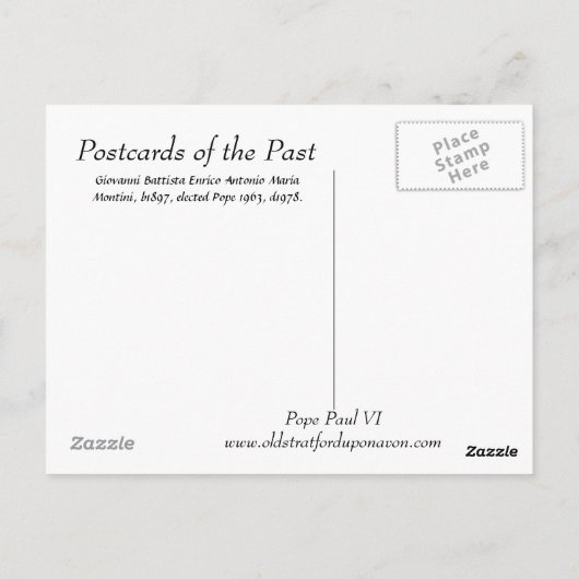 Oud Briefkaart - paus Paul VI (Achterkant)