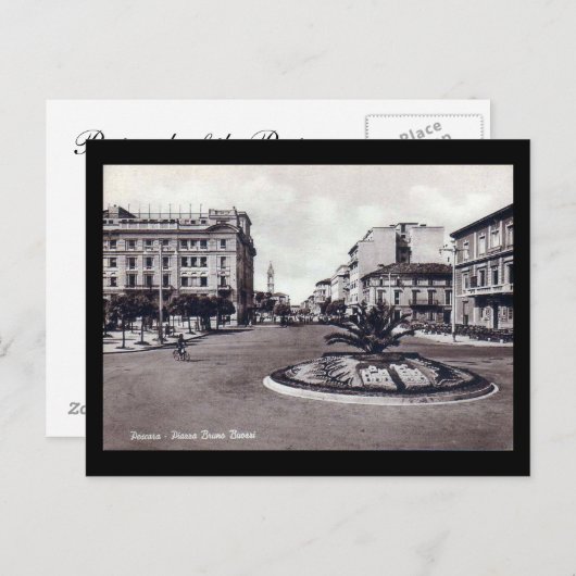 Oud Briefkaart - Pescara, Piazza Bruno Buozzi (Voorkant / Achterkant)