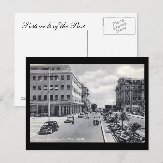 Oud Briefkaart - Pescara, Piazza Renascita en Cors (Voorkant / Achterkant)