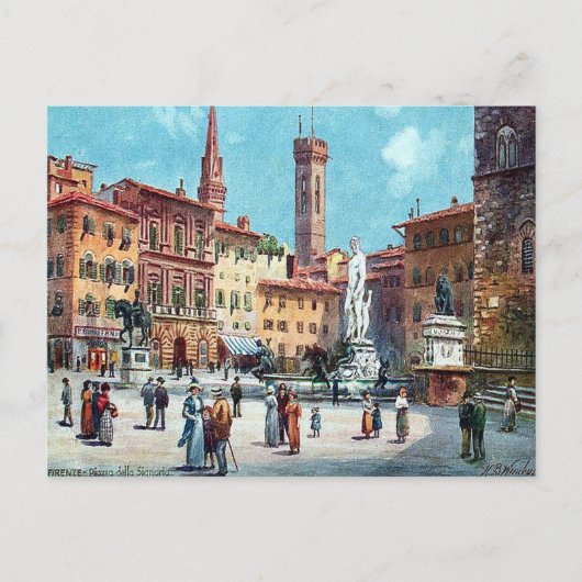 Oud Briefkaart - Piazza della Signoria, Firenze (Voorkant)