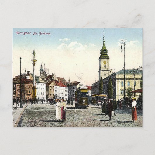 Oud Briefkaart - Plac Zamkowy, Warschau, Polen (Voorkant)