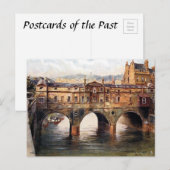 Oud Briefkaart - Pulteney Bridge, Bath, Somerset (Voorkant / Achterkant)