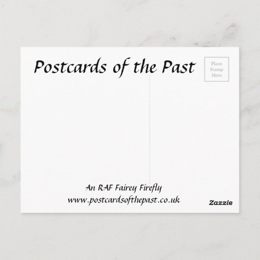 Oud Briefkaart - RAF Fairey Firefly (Achterkant)