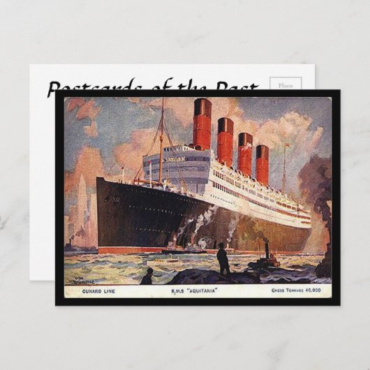 Oud Briefkaart - RMS Aquitania (Voorkant / Achterkant)